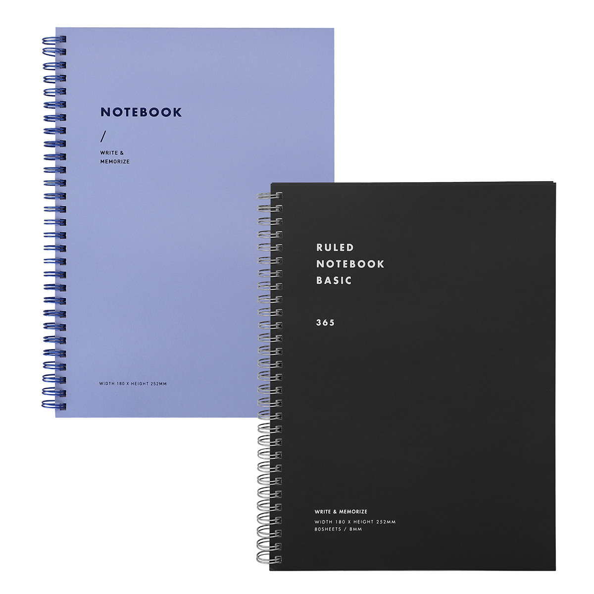 Cuaderno Pasta Dura  2 Pack Negro/Azul, 80 hojas