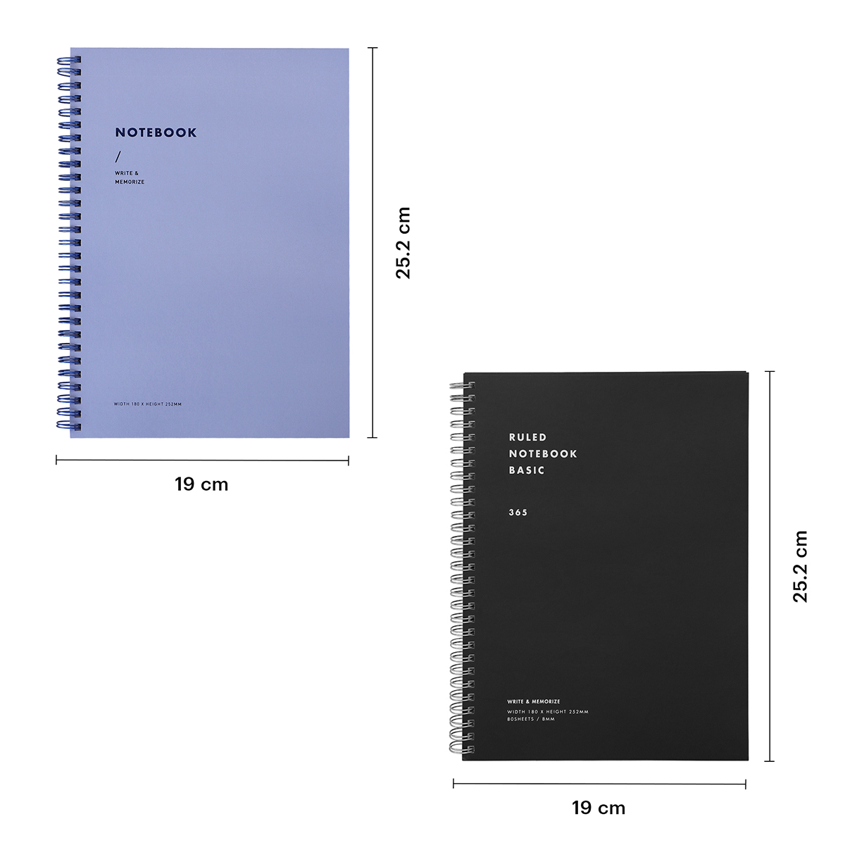 Cuaderno Pasta Dura  2 Pack Negro/Azul, 80 hojas