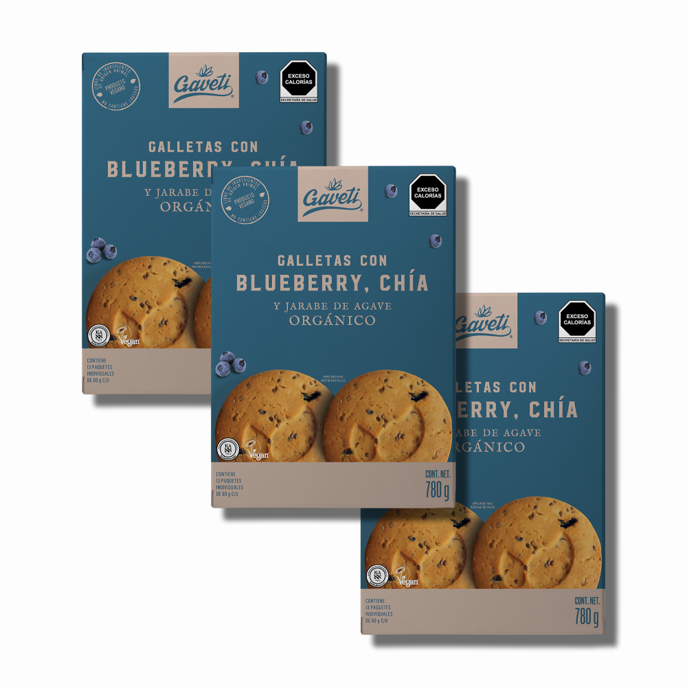 Paquete Galletas Veganas de Blueberry y Chía Gaveti 210 g 