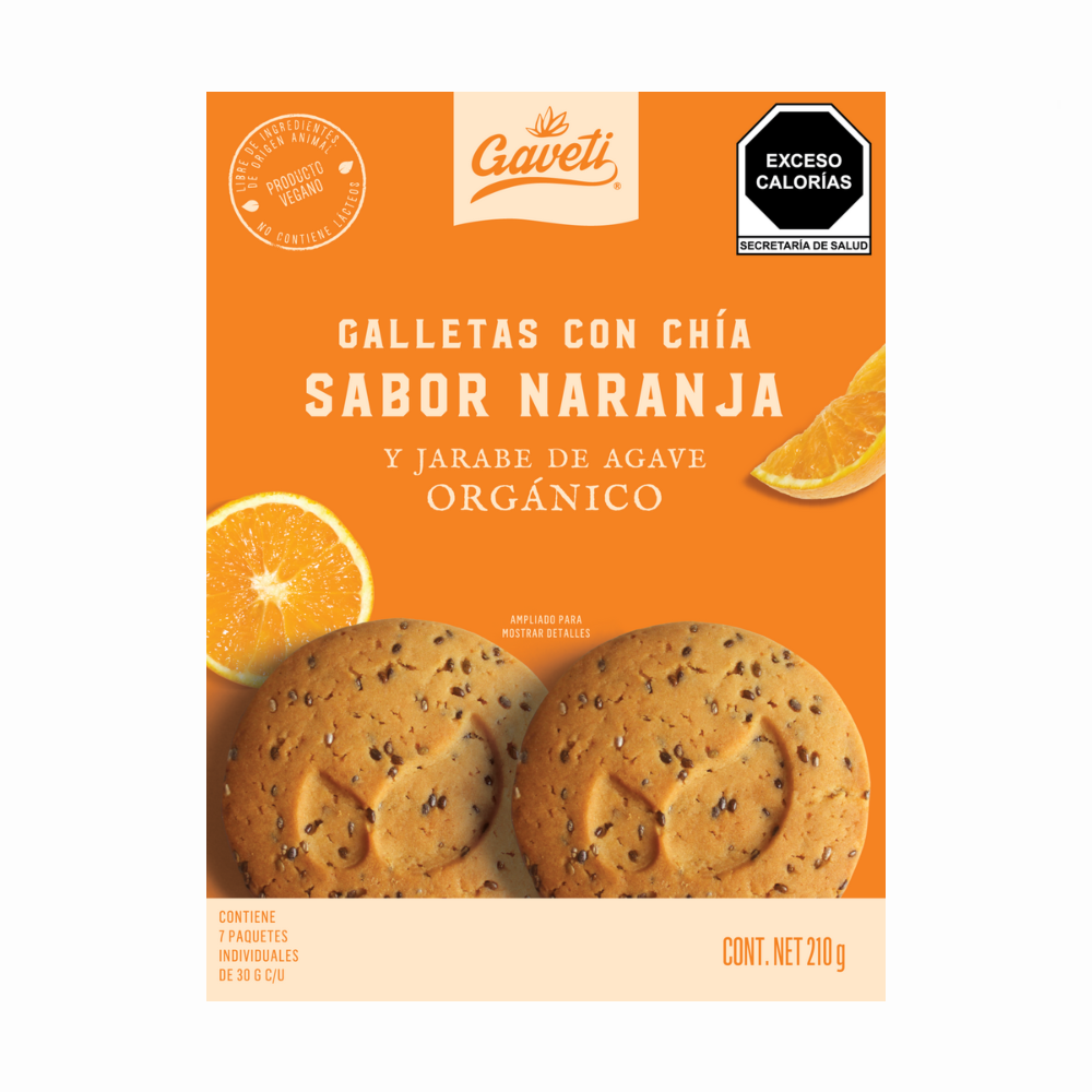 Paquete Galletas Veganas de Naranja y Chía Gaveti 210 g 