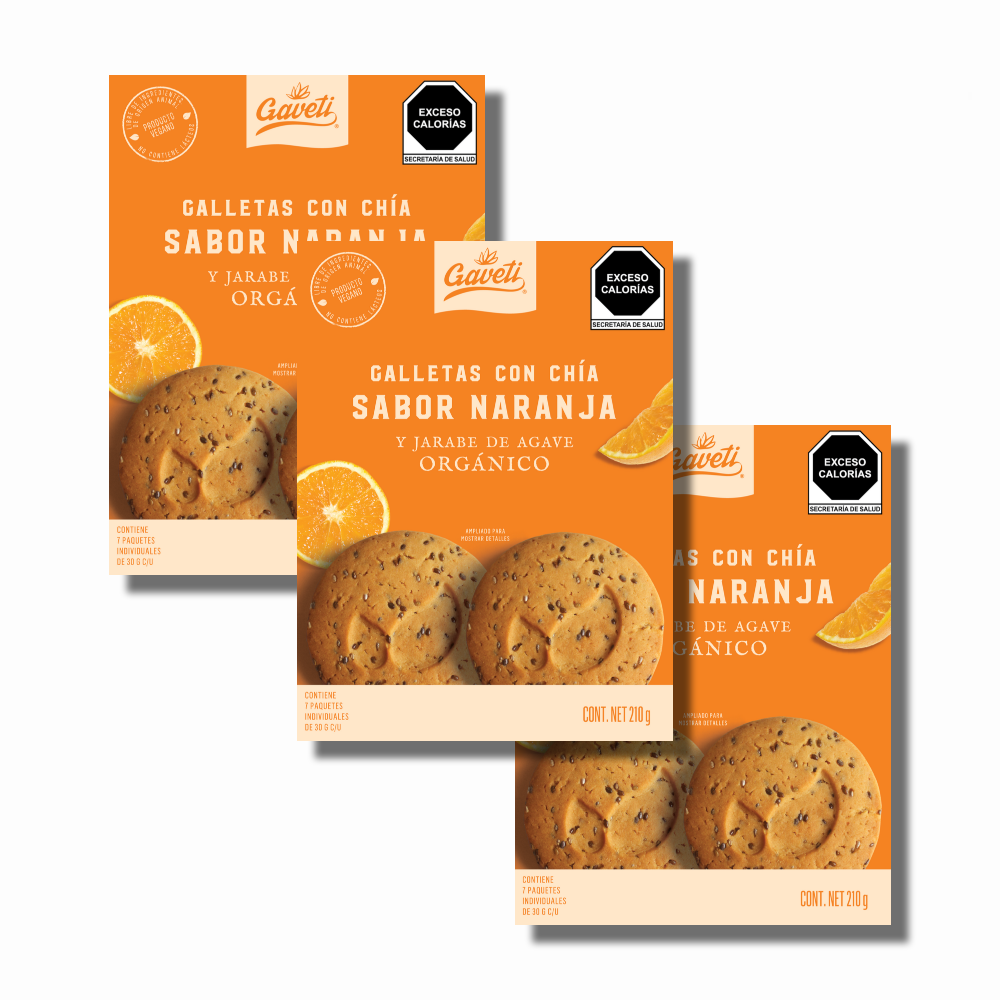Paquete Galletas Veganas de Naranja y Chía Gaveti 210 g 