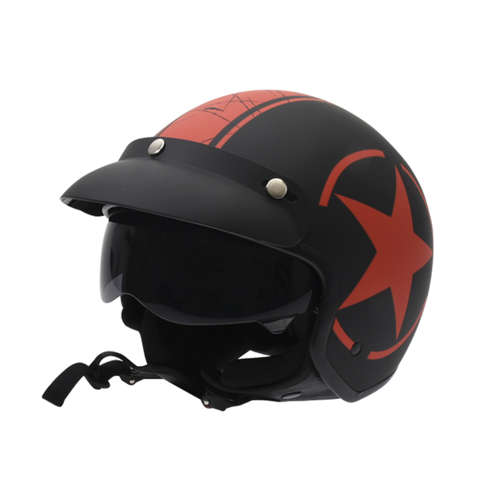 Casco Moto 3/4 ITALIKA certificado DOT Estrella gafas visera desmontable