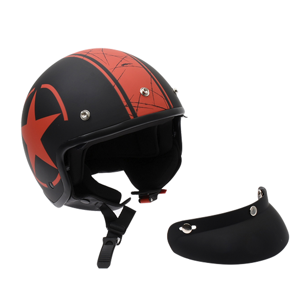 Casco Moto 3/4 ITALIKA certificado DOT Estrella gafas visera desmontable