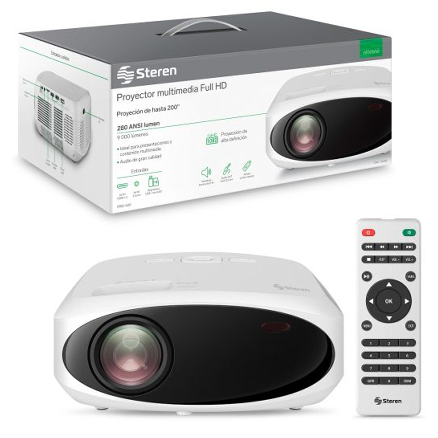 PROYECTOR STEREN PRO-400 9000lm 1080P