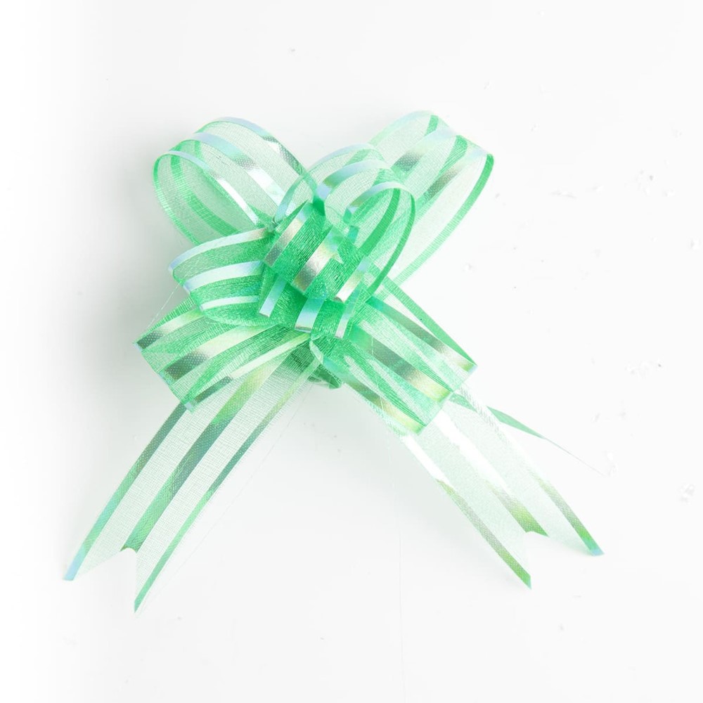 Moño Listón Mariposa Organza Chico 10 Pzas Verde Selanusa