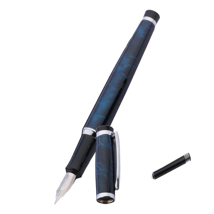 Bolígrafo Fuente Punta Fina MXAQL-0001-2 1pza 0,5mm Punta Negro Azul Marino 1 Tinta Negra Acero Inoxidable Para Cartucho SmallCartri 3,4mm, AquaLuy