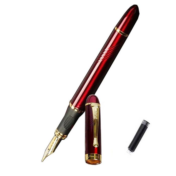 Plumas Tipo Fuente para Redacción MXRER-001-2 1pza 0,5mm Punta RojoDorado 1 Tinta Negra Acero Inoxidable Para Cartucho SmallCartri 3,4mm, ArrowRed