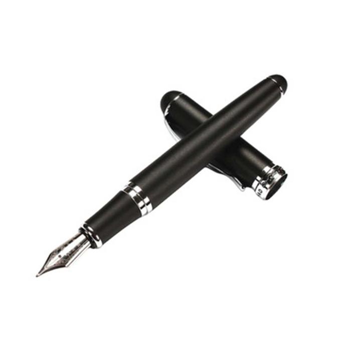 Pluma Fuente Estilográfica MXBMT-001-1 1pza 0,5mm Punta NegroBlanco 1 Tinta Negra Acero Inoxidable Para Cartucho SmallCartri 3,4mm, BlackMate