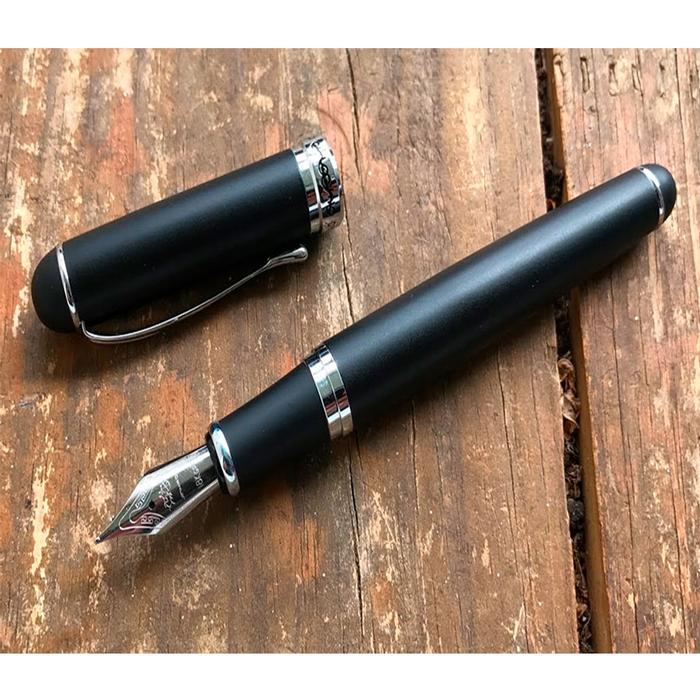 Pluma Fuente Estilográfica MXBMT-001-1 1pza 0,5mm Punta NegroBlanco 1 Tinta Negra Acero Inoxidable Para Cartucho SmallCartri 3,4mm, BlackMate