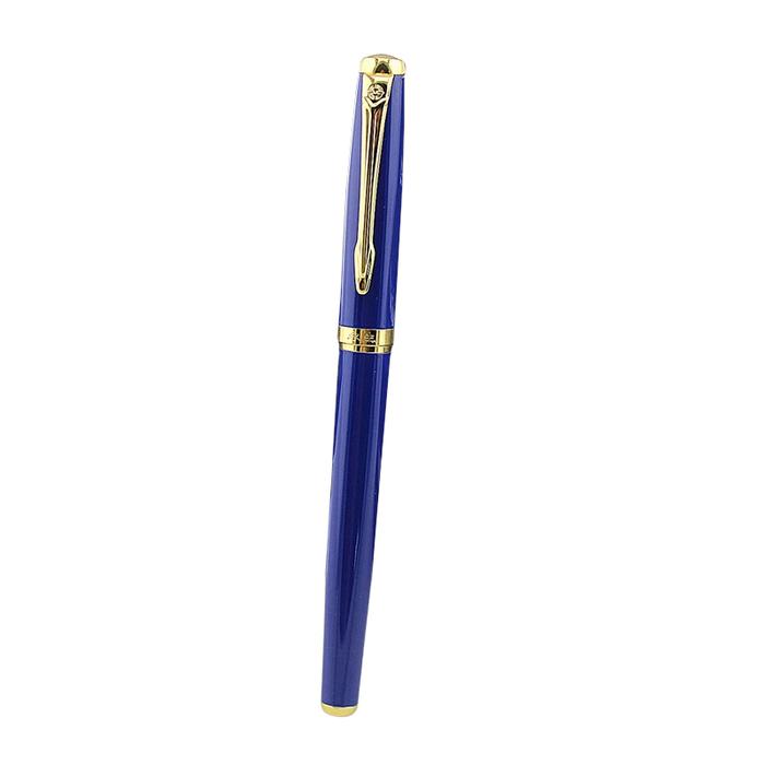 Bolígrafo Fuente Resistentes MXUEX-001-2 1pza 0,5mm Punta Azul Marino Oro 1 Tinta Negra Acero Inoxidable Para Cartucho SmallCartri 3,4mm, BlueLux