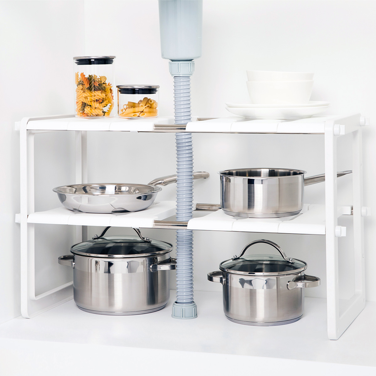 AGBOX Estante Organizador De Fregadero Blanco LTHMK001