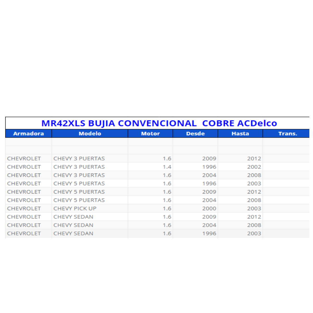 Bujía convencional de cobre acdelco original 