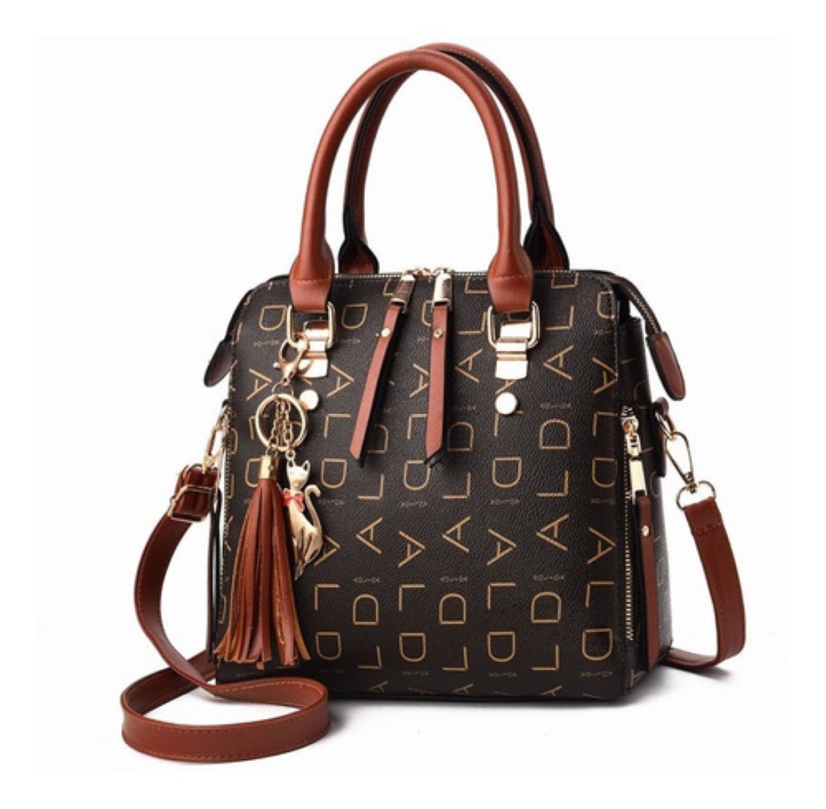 Bolso  de Mano Tote Poliéster PU Agarradera Marron