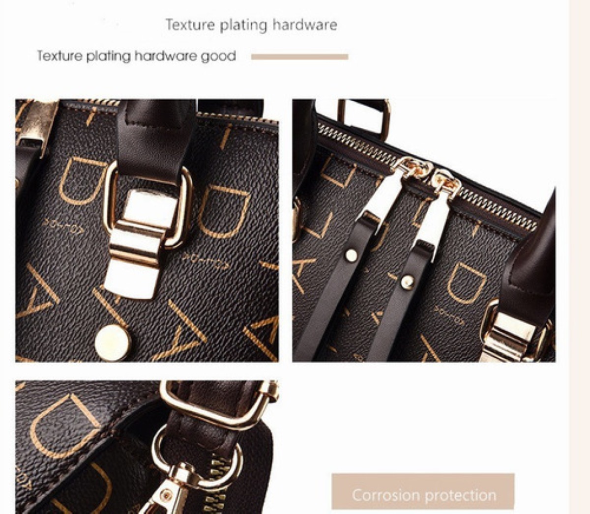 Bolso  de Mano Tote Poliéster PU Agarradera Marron