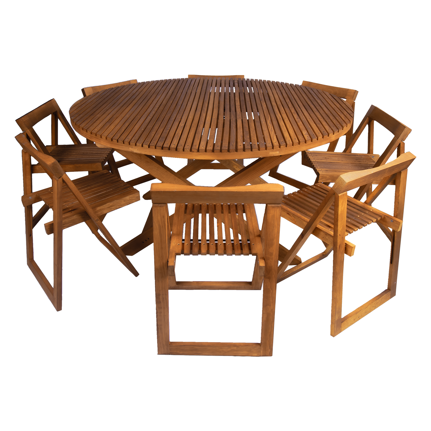 Comedor Redondo Modelo Terraza 8 personas 150diam . Rústico Tratable . Leer Descripción