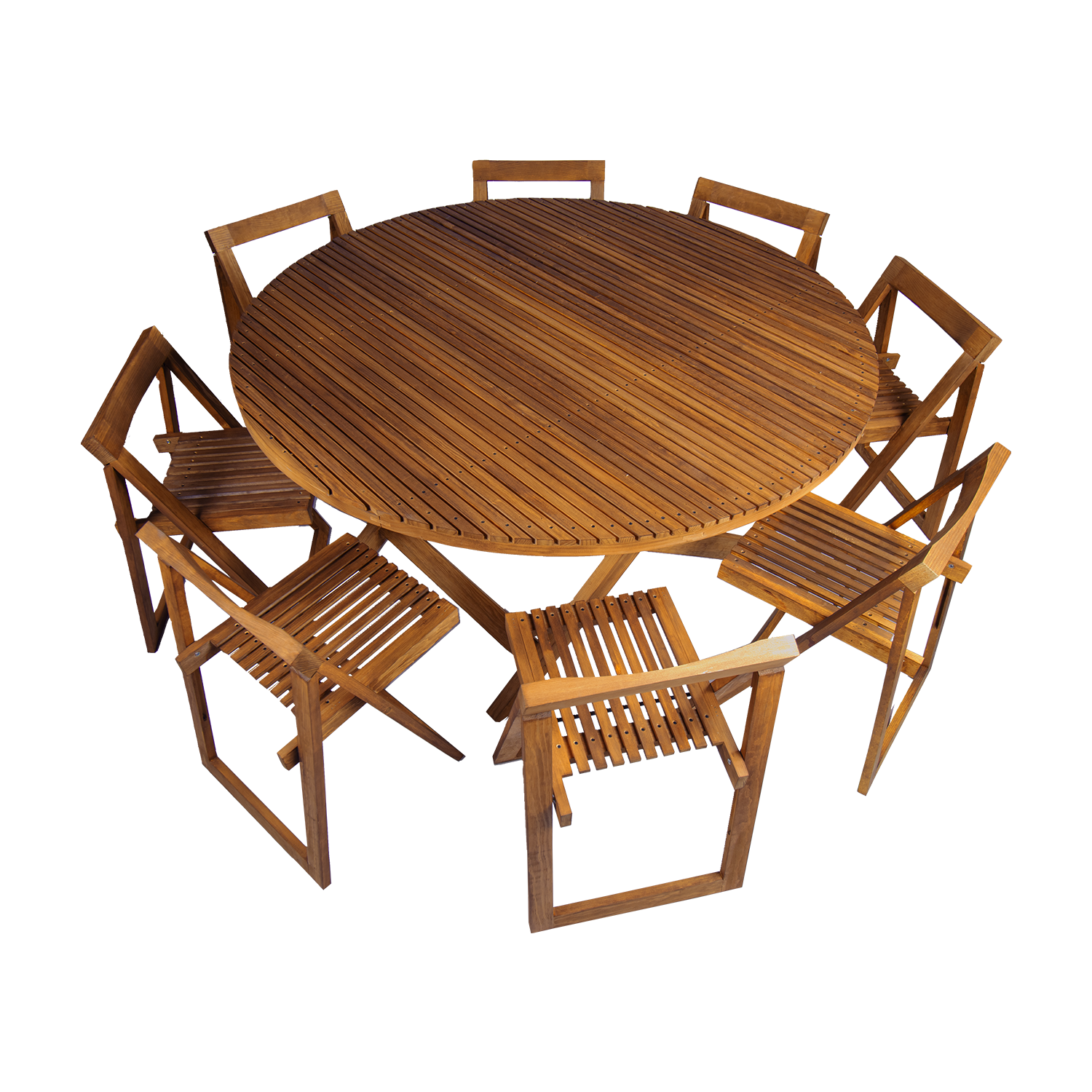 Comedor Redondo Modelo Terraza 8 personas 150diam . Rústico Tratable . Leer Descripción