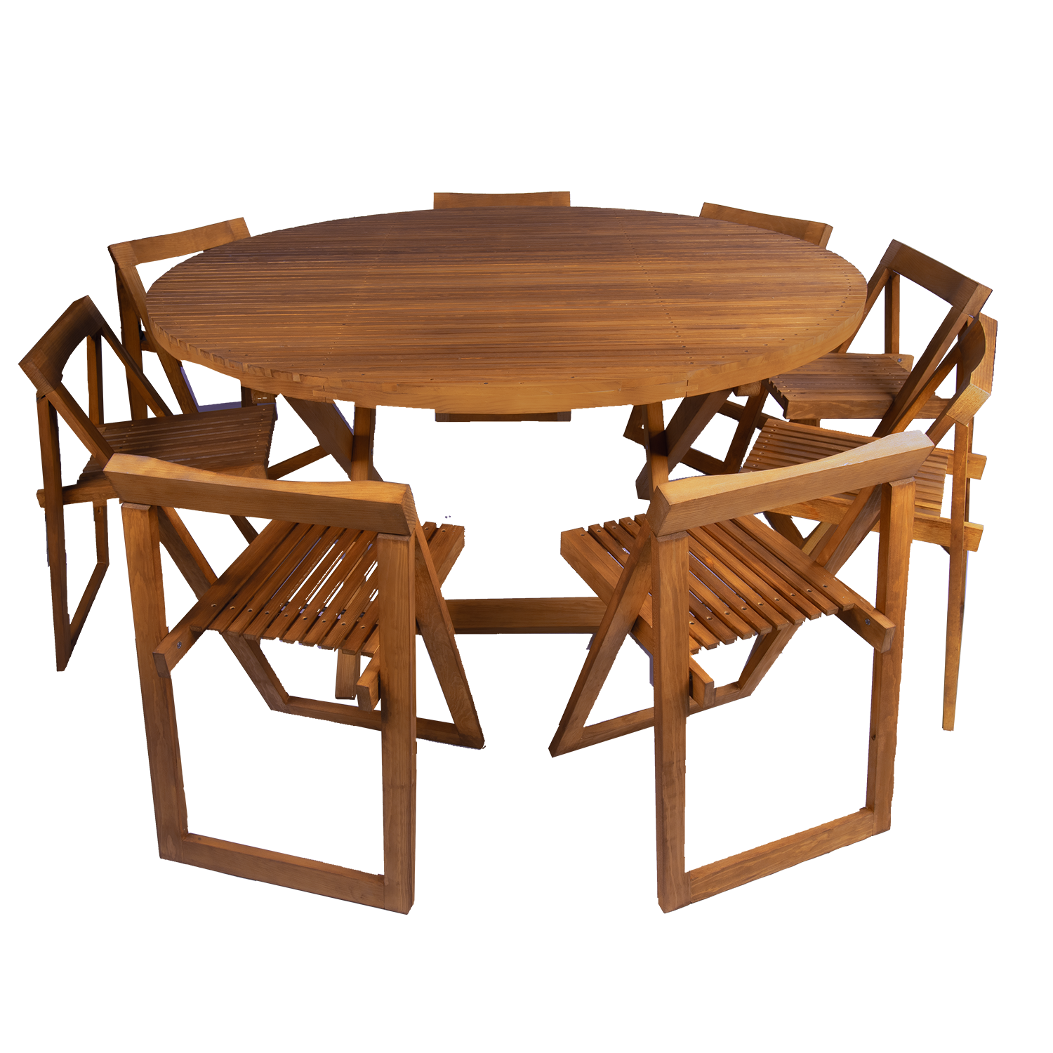 Comedor Redondo Modelo Terraza 8 personas 150diam . Rústico Tratable . Leer Descripción