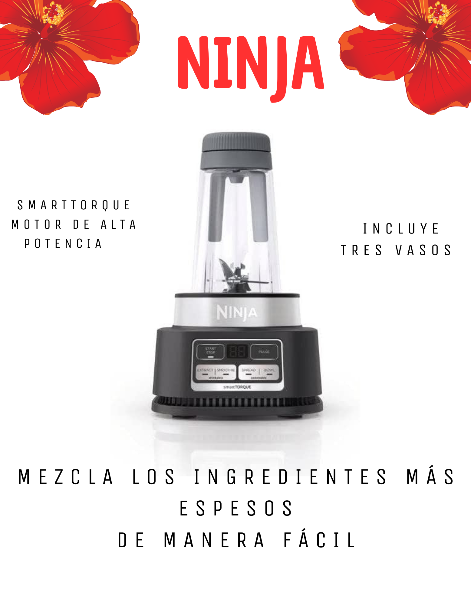 Licuadora Ninja CO101 Foodi - Máquina para batidos y extractores de nutrientes* smartTORQUE 4 caja genérica 