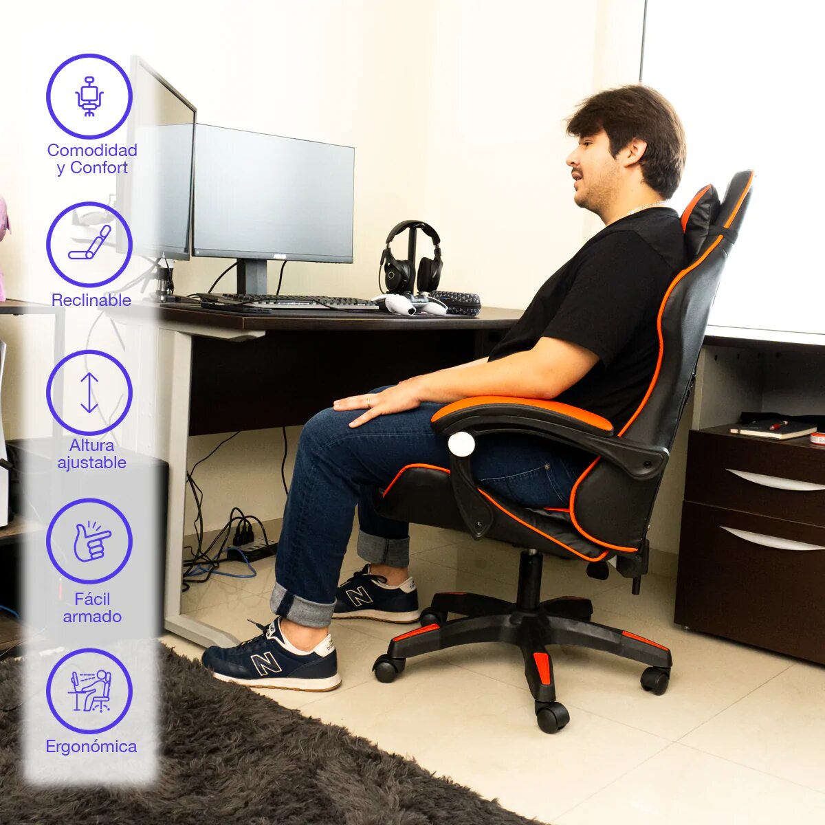 Silla Gamer Ergonomica Reclinable Gaming Pc