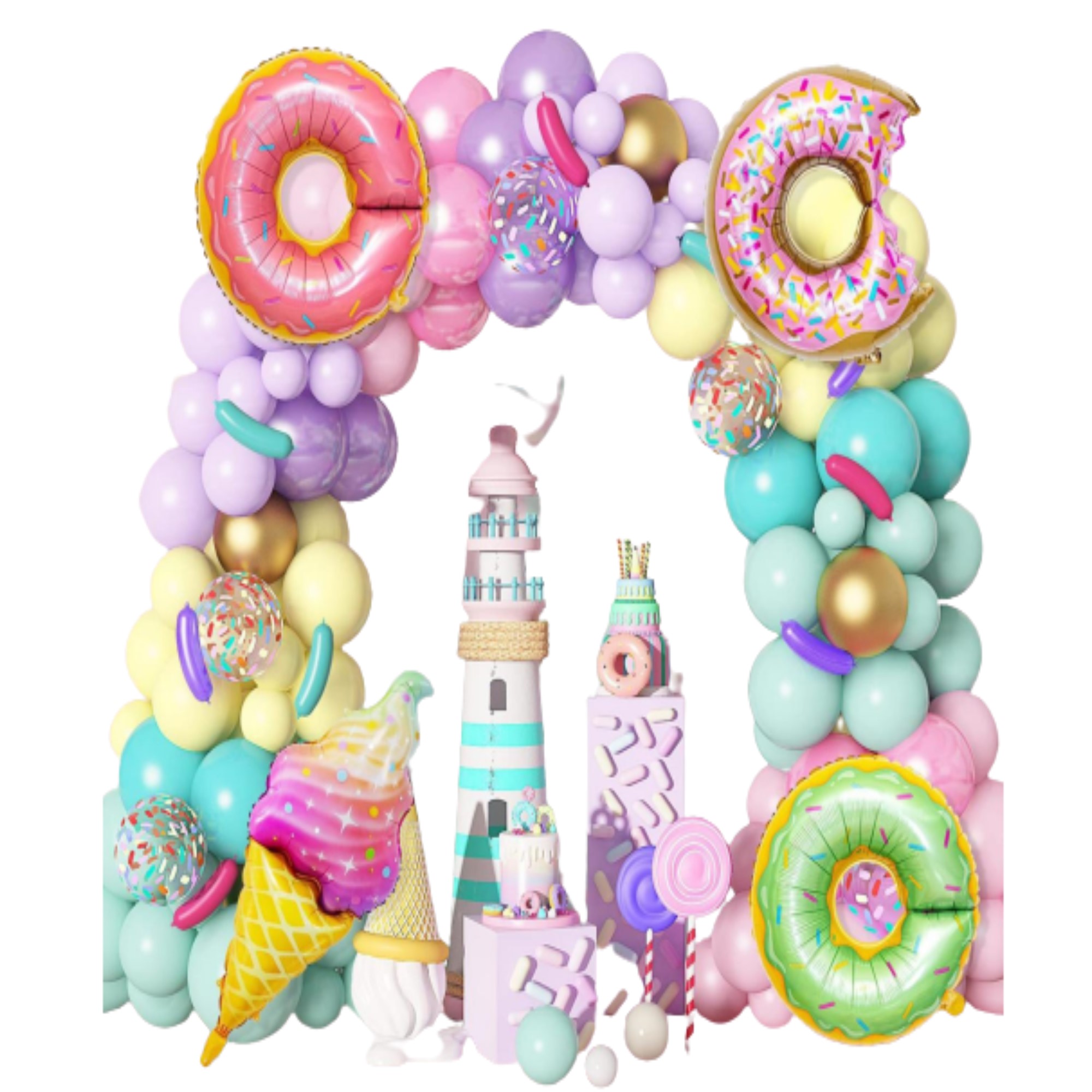 Sweet Globos Para Decoración Kit Fiesta Donas Y Helado