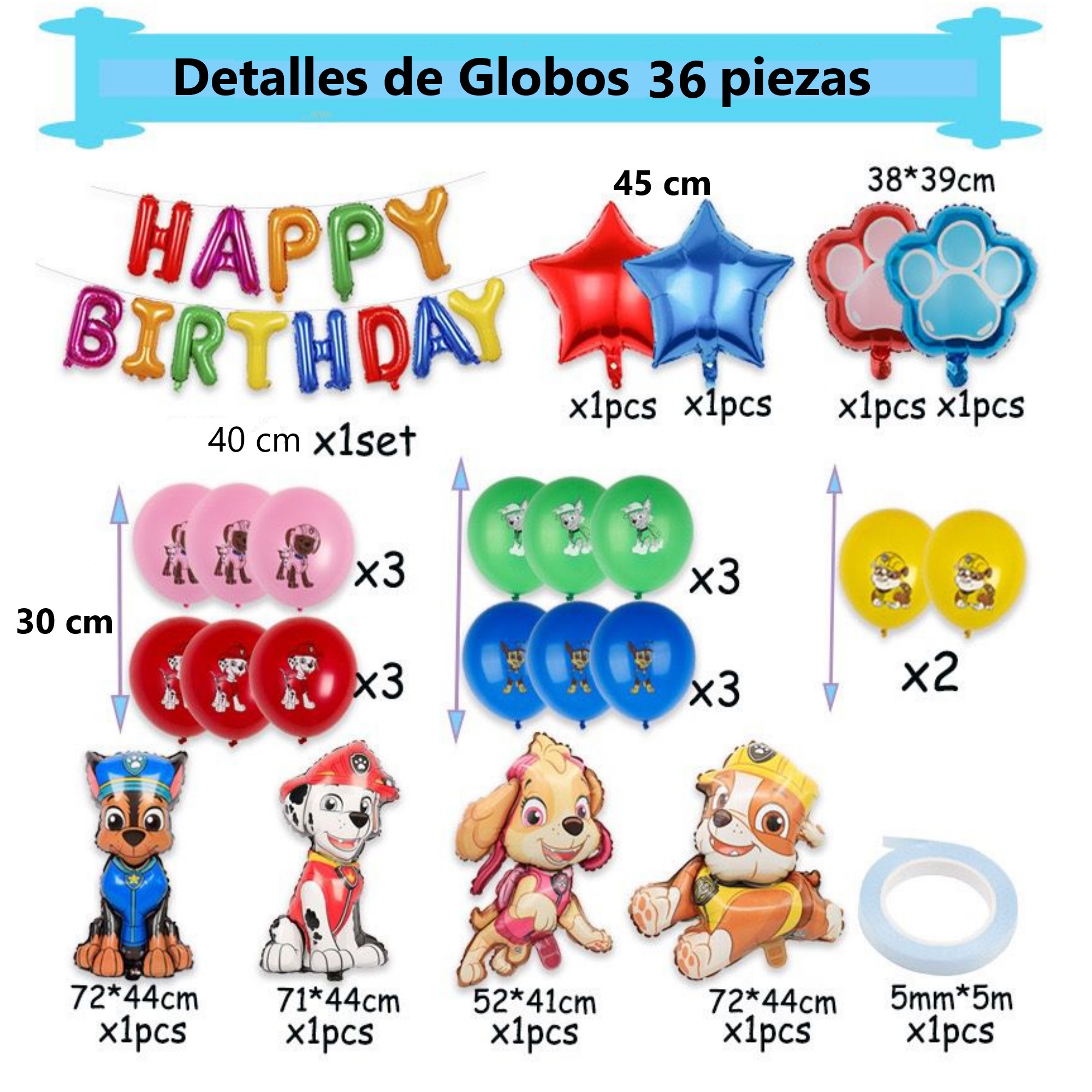 Globo patrulla canina Happy Birthday