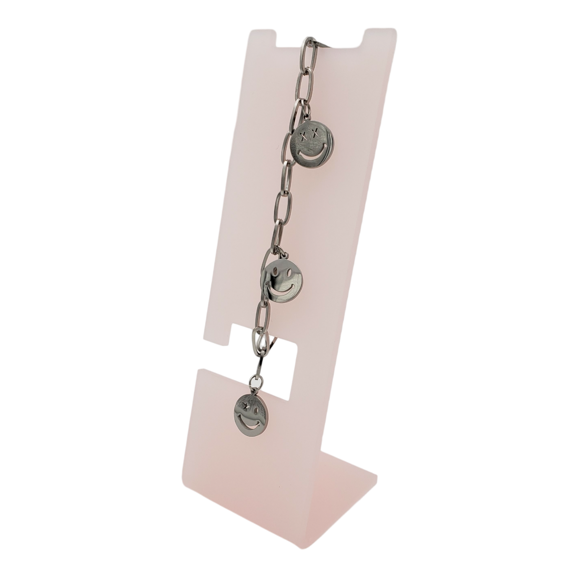 Pulsera en rodio cadena happy face