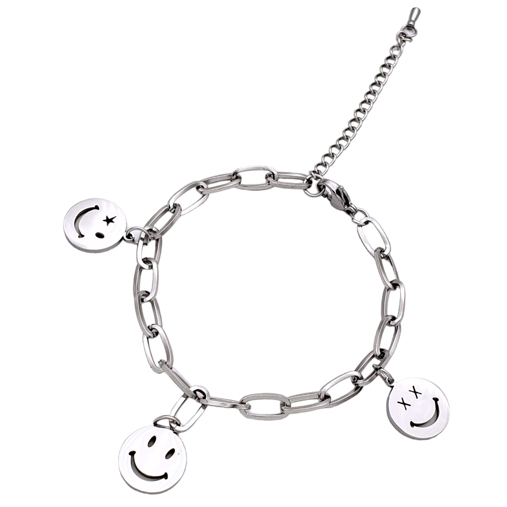 Pulsera en rodio cadena happy face