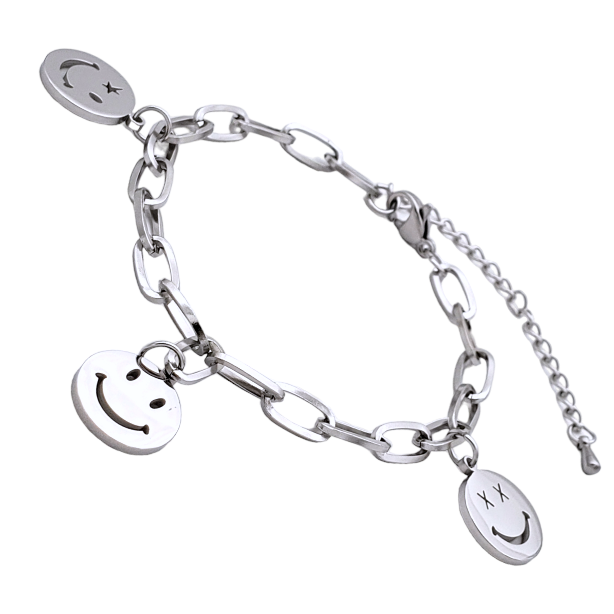 Pulsera en rodio cadena happy face