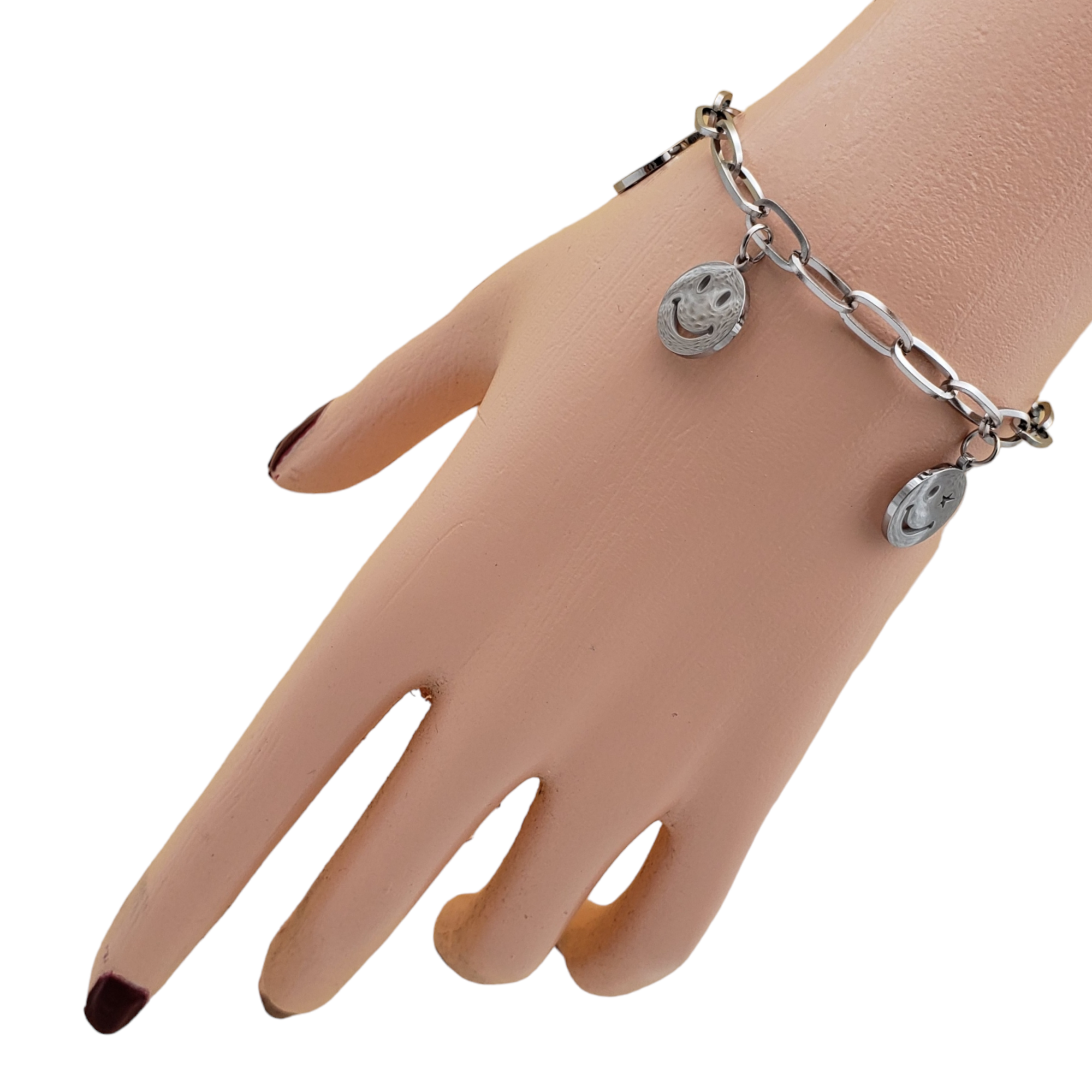 Pulsera en rodio cadena happy face