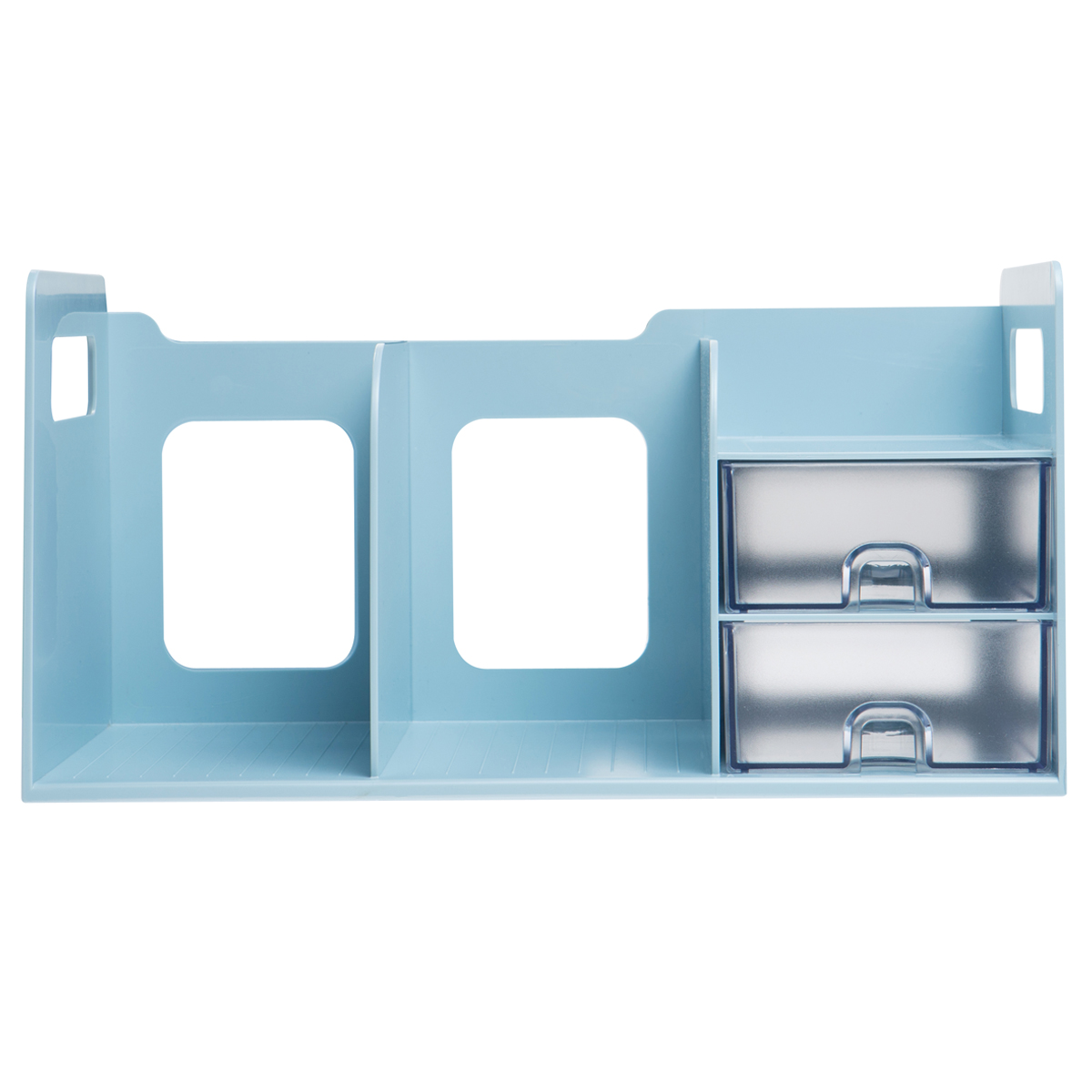 Organizador de escritorio y Estante de libros 2 divisiones - 2 cajones, Azul