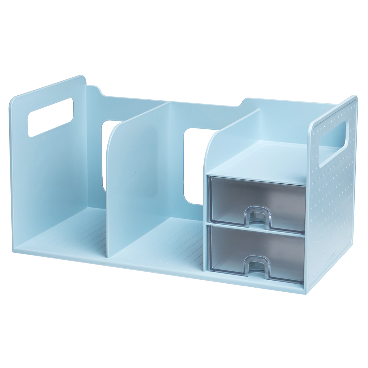 Organizador de escritorio y Estante de libros 2 divisiones - 2 cajones, Azul