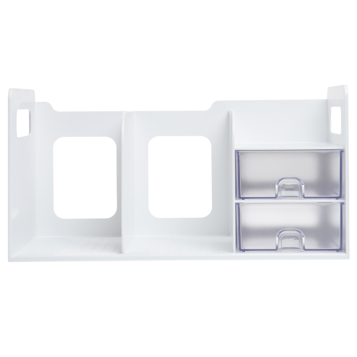 AGBOX Organizador de escritorio y Estante de libros 2 divisiones 2 cajones Blanco LTOFD002