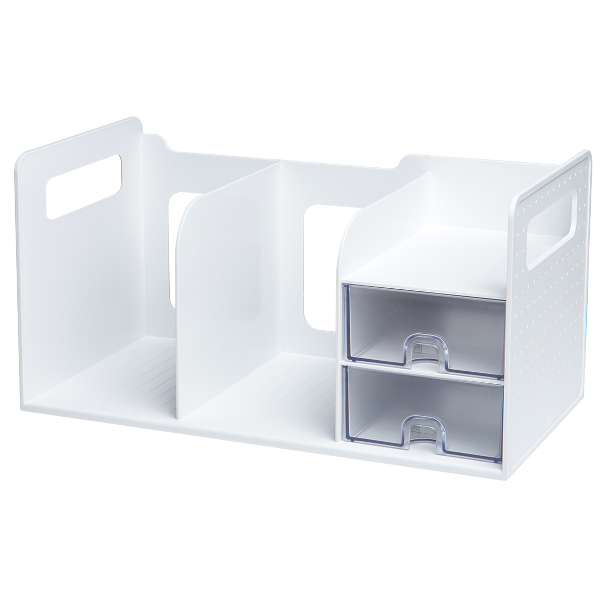 AGBOX Organizador de escritorio y Estante de libros 2 divisiones 2 cajones Blanco LTOFD002