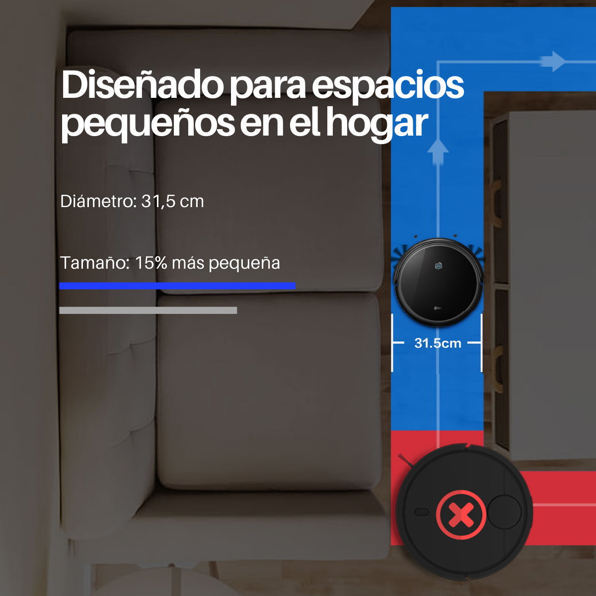 Robot Aspiradora Inteligente C50 Barre, Trapea y Autocarga - Alexa y Google.