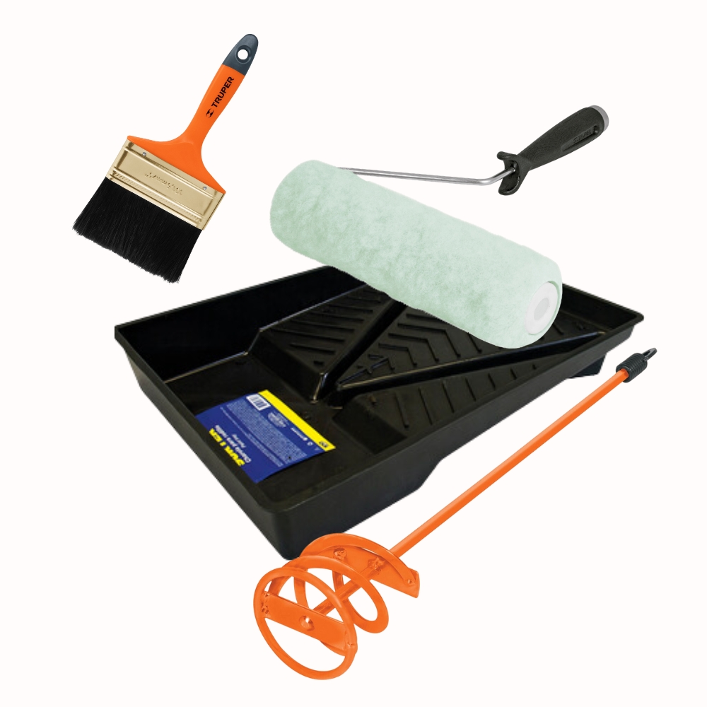 Kit Para Pintar Completo Con Brochas Rodillo Charola Y Mas
