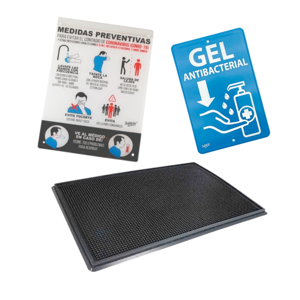 Kit Tapete Sanitizante Mas Letreros Señalamientos