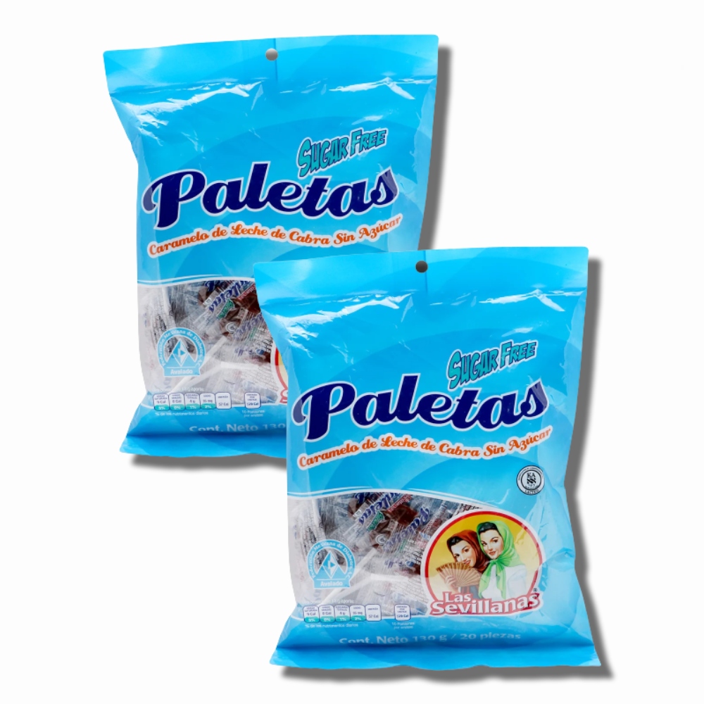 Paleta de leche Las Sevillanas sin Azúcar 130 g paquete con 2 bolsas