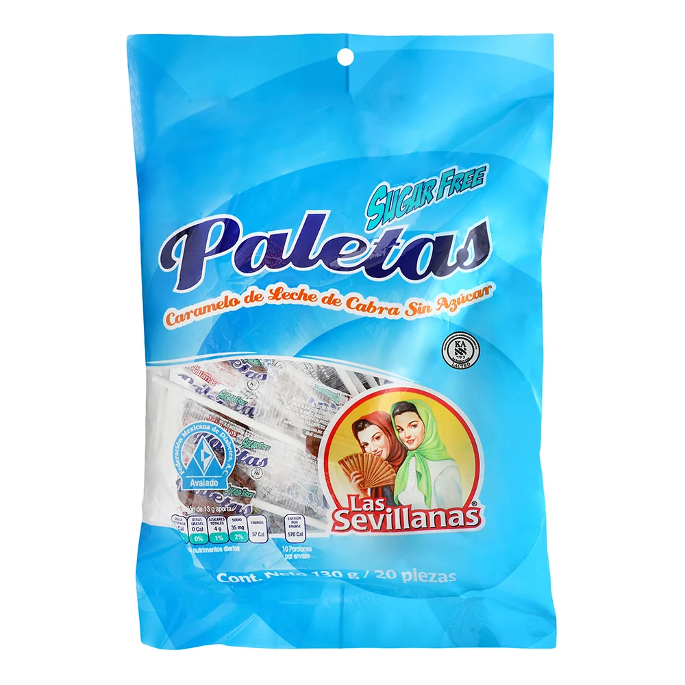Paleta de leche Las Sevillanas sin Azúcar 130 g paquete con 2 bolsas