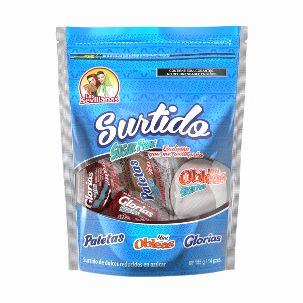 Surtido de Dulces Las Sevillanas sin Azúcar 155 g paquete con 2 bolsas