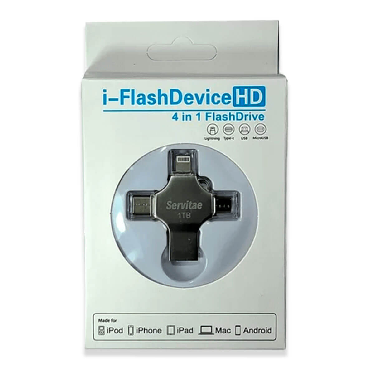 Memoria Otg 4 En 1 iPhone Android iPad Pc Usb-c Lighting 1tb