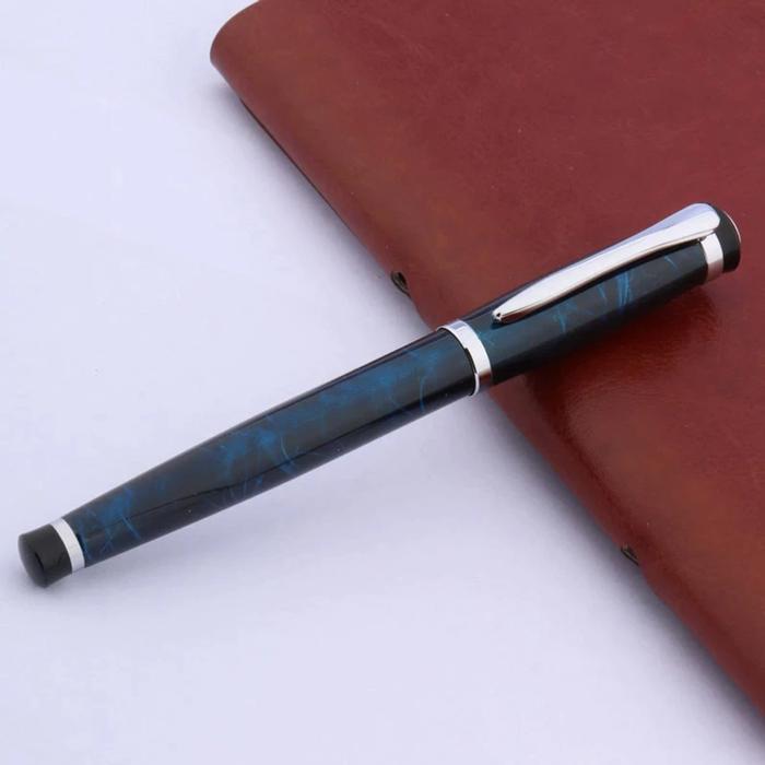 Bolígrafo Tipo Fuente Elegante MXAQL-0010-2 2pzas 0,5mm Punta Negro Azul Marino 2 Tintas Rojas Acero Inoxidable Para Cartucho SmallCartri 3,4mm, AquaLuy