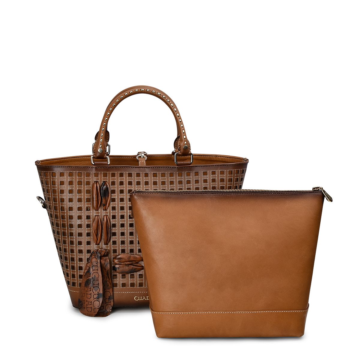 Tote Cuadra para dama en piel genuina