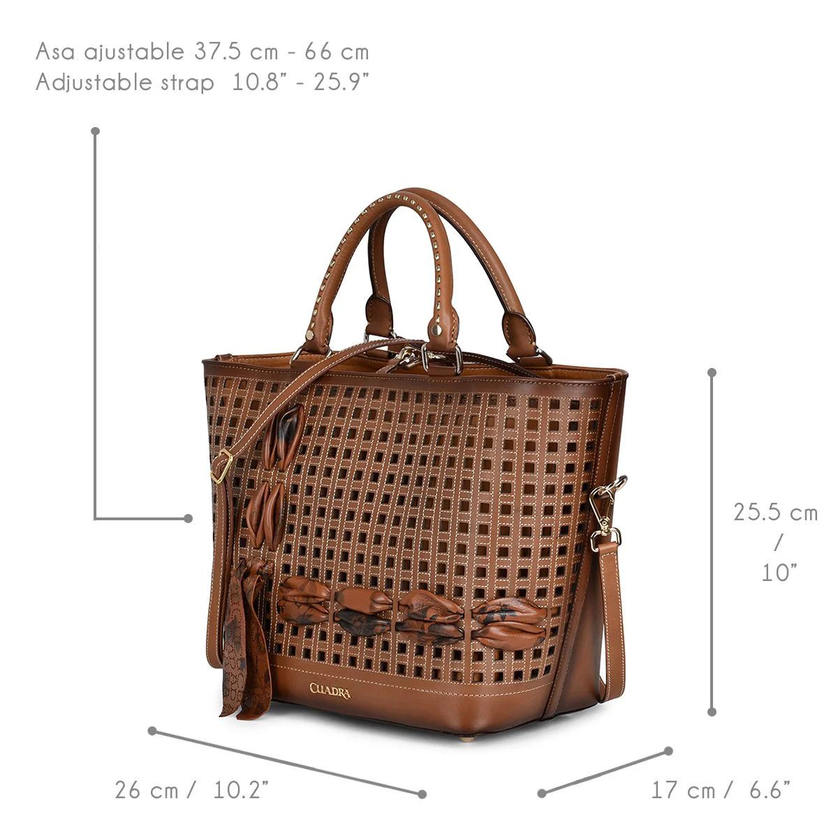 Tote Cuadra para dama en piel genuina