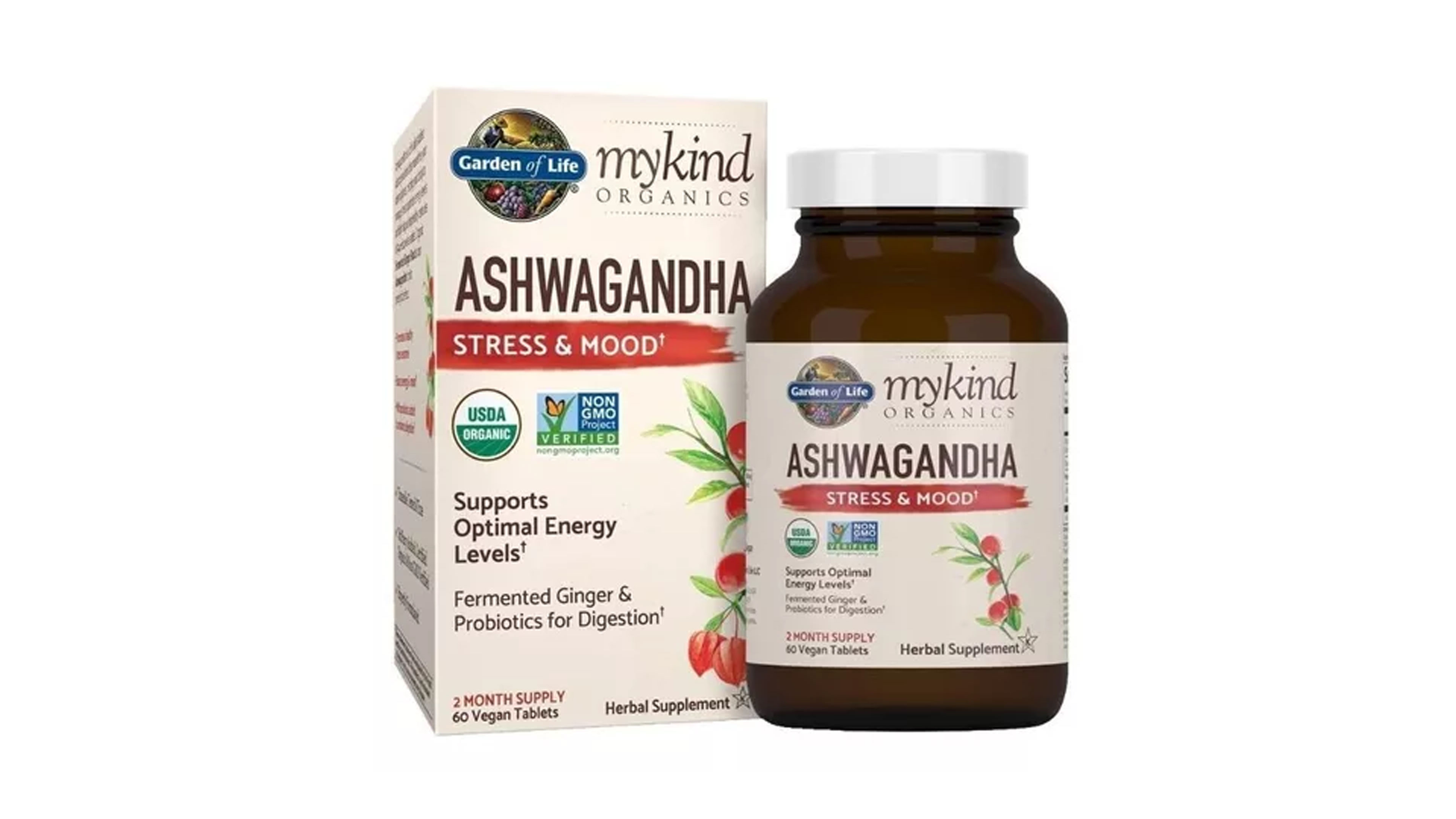 Ashwagandha Organica 600mg Garden Of Life 60tb + Probioticos