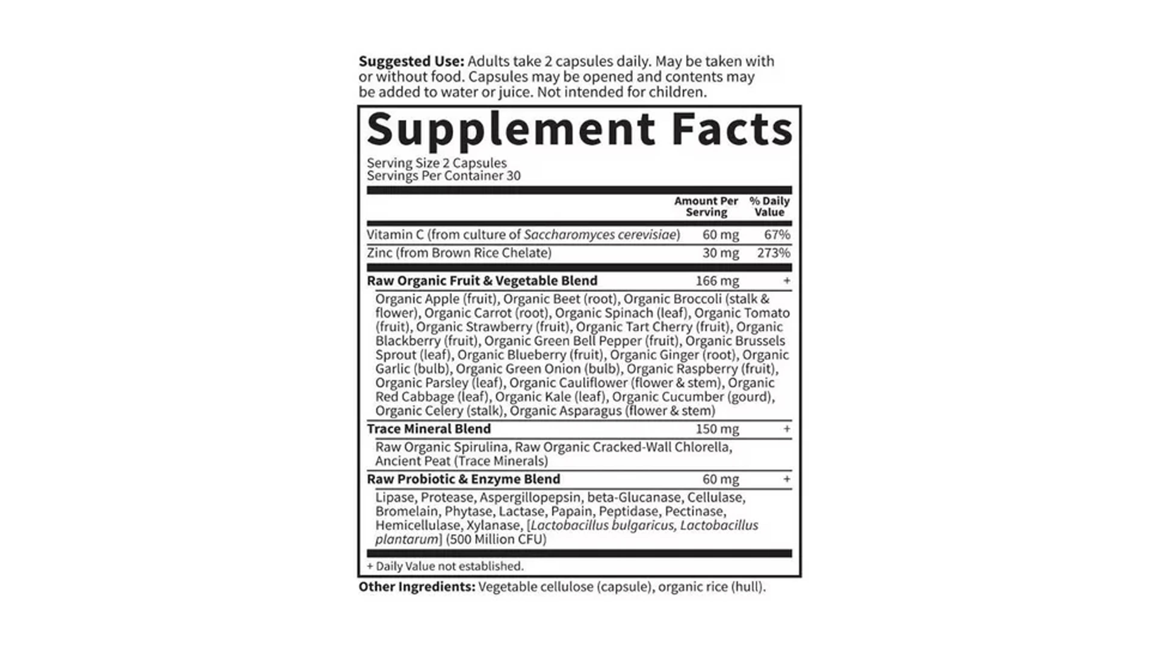Vitamin Code Raw Zinc + Vitaminas C 60 Caps Garden Of Life