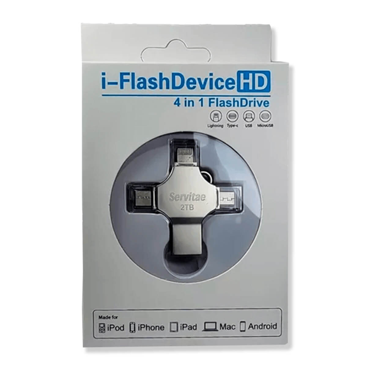 Memoria Otg 4 En 1 iPhone Android iPad Pc Usb-c Lighting 2tb