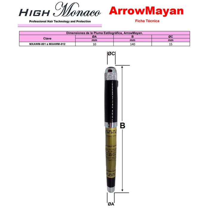 Bolígrafo Tipo Fuente para Dibujo MXAWM-007-2 1pza 0,5mm Punta CaféNegro 1 Tinta Verde Acero Inoxidable Para Cartucho SmallCartri 3,4mm, ArrowMayan