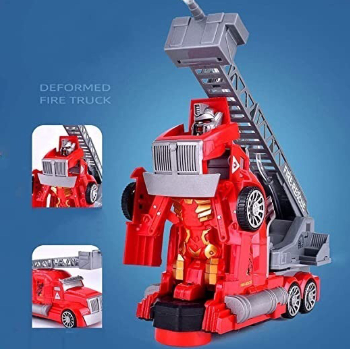 Robot Transformer Camion Bombero Lanza Agua Luz Sonido