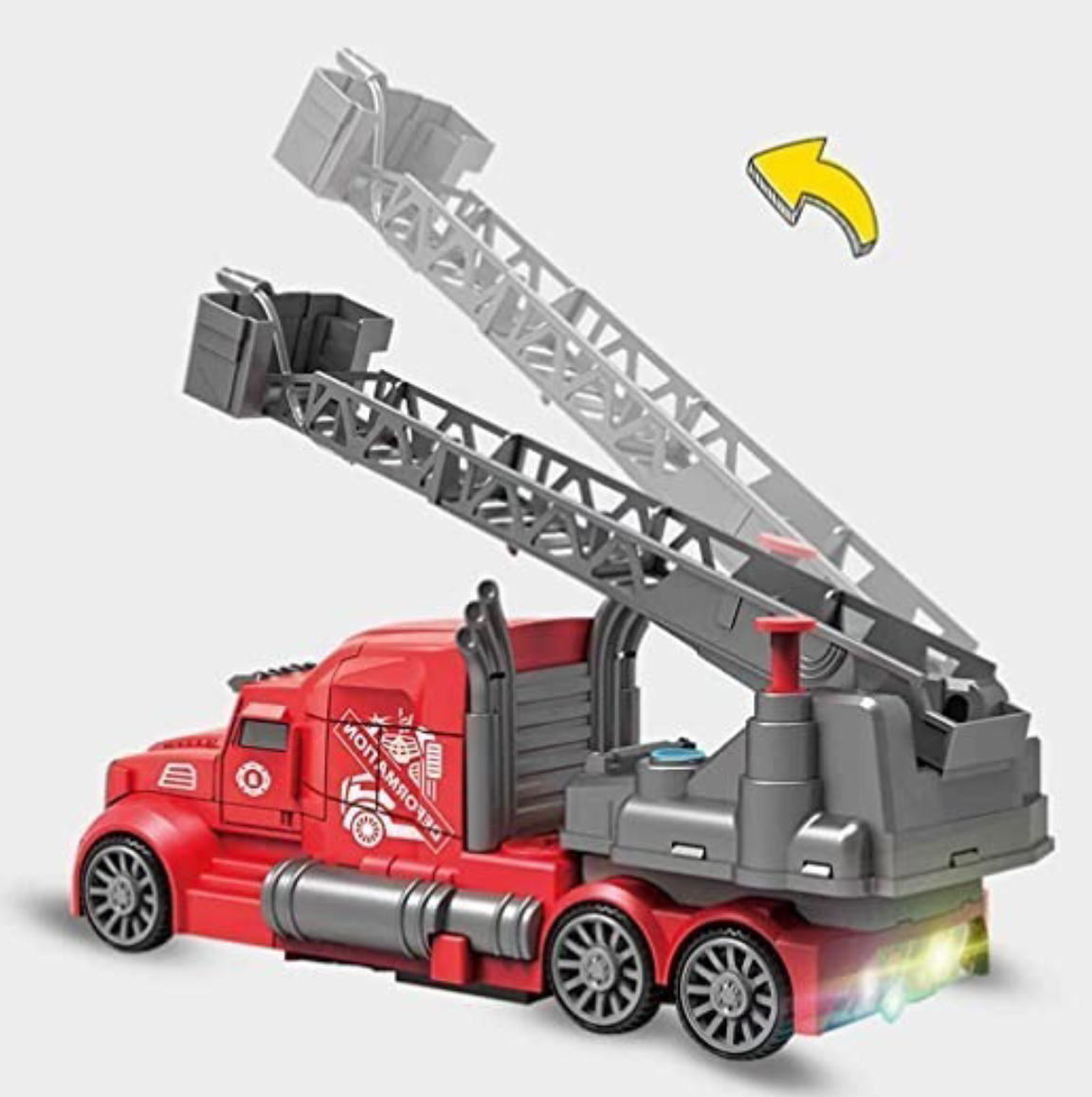 Robot Transformer Camion Bombero Lanza Agua Luz Sonido