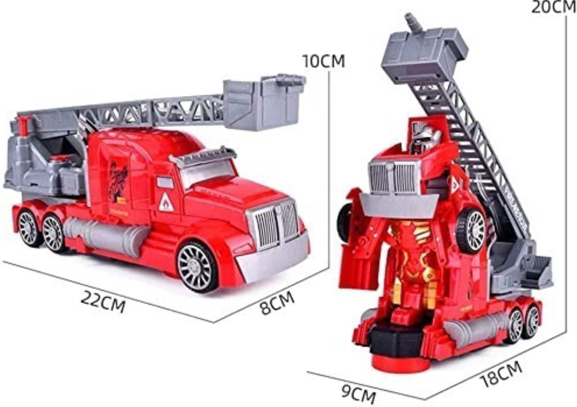 Robot Transformer Camion Bombero Lanza Agua Luz Sonido